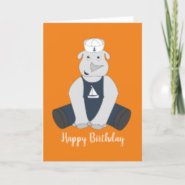 illusima Sailor Rhino Orange Birthday Card Kort