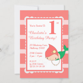 illusima Sjöjungfru Peach Pearls Flick kalas Inbjudningar