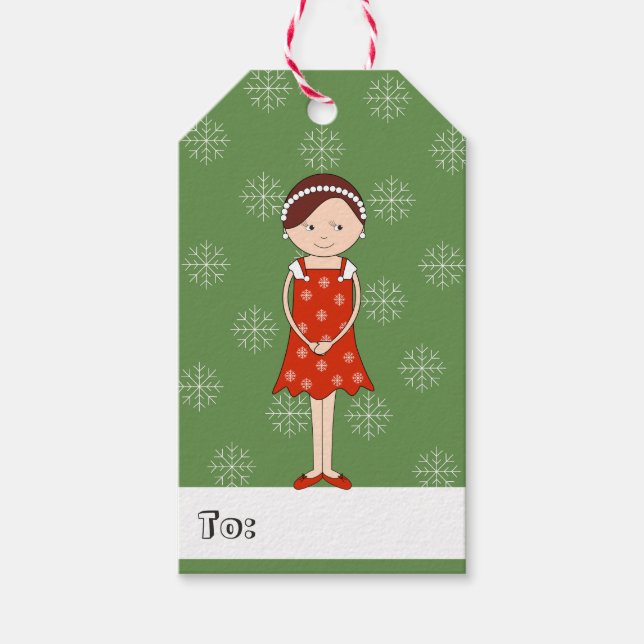 illusima Tjej Jul Snöflingor Presentetikett (Framsidan)