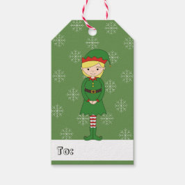 illusima Tjej Tomte Jul Snöflingor Grön Presentetikett
