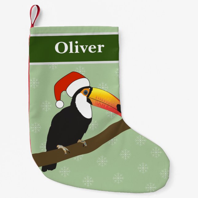 illusima Toucan jul Snöflingor Liten Julstrumpa (Framsidan)