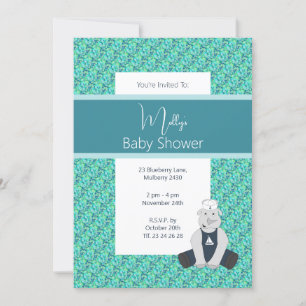 illusima Turcos Blommigt Sailor Rhino Baby Shower Inbjudningar