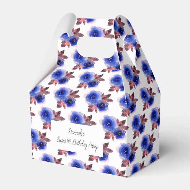 illusima Watercolour Blå Rosor Sweet 16 Presentaskar (Framsidan Sidan)