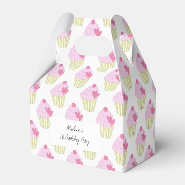 illusima Yummy Rosa Frosting Cupcakes 1-årsdag Presentaskar (Framsidan Sidan)