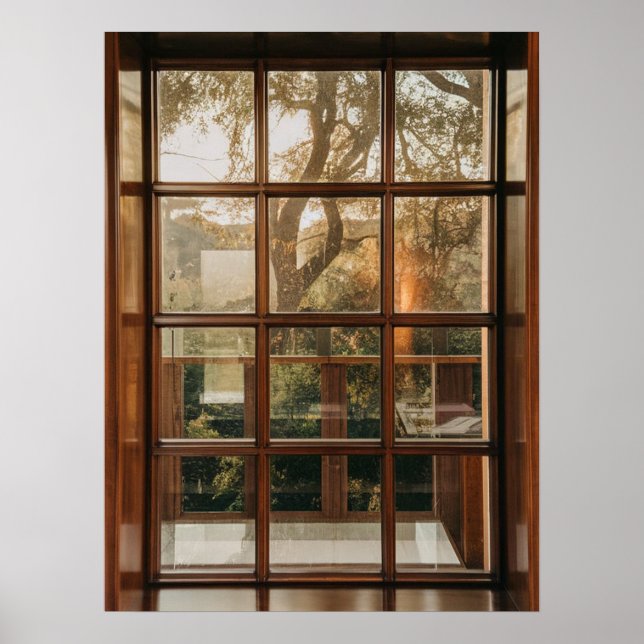 Illusion av solnedgången i träd genom falska fönst poster (Framsidan)