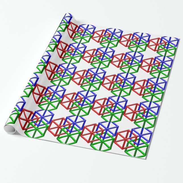 Illusion för omöjlig geometri för kuber optisk presentpapper (Utrullad)
