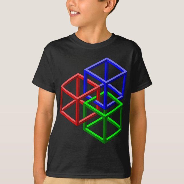 Illusion för omöjlig geometri för kuber optisk tee shirt (Framsida)