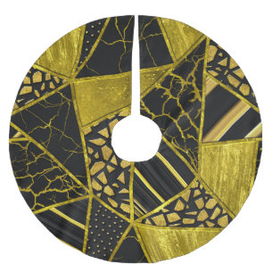 Illusion Struktur i den svarta triangeln guld Julgransmatta Borstad Polyester