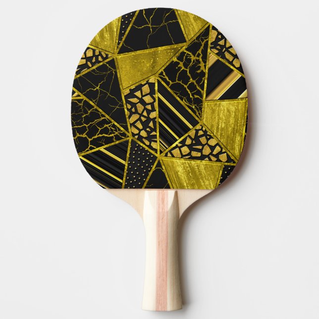 Illusion Struktur i den svarta triangeln guld Pingisracket (Framsidan)