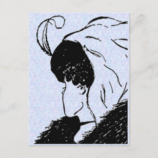 Illusion, ungt, gammalt vykort för kvinnor