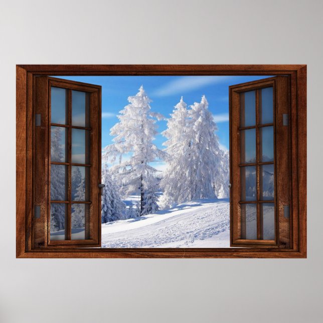 Illusionen Poster Träd Winter Scene Window (Framsidan)