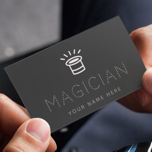 Illusionist Magician Magic Hat Card Black & White Visitkort