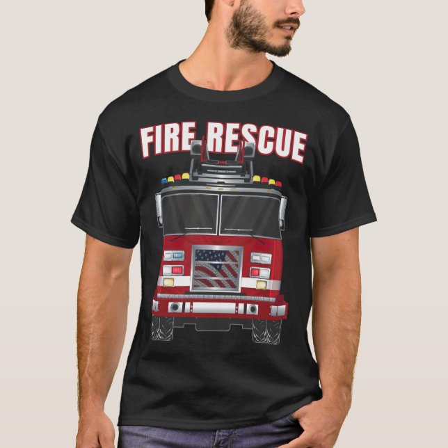 Illust från American Fire Rädding Firefighter Depa T Shirt (Framsida)
