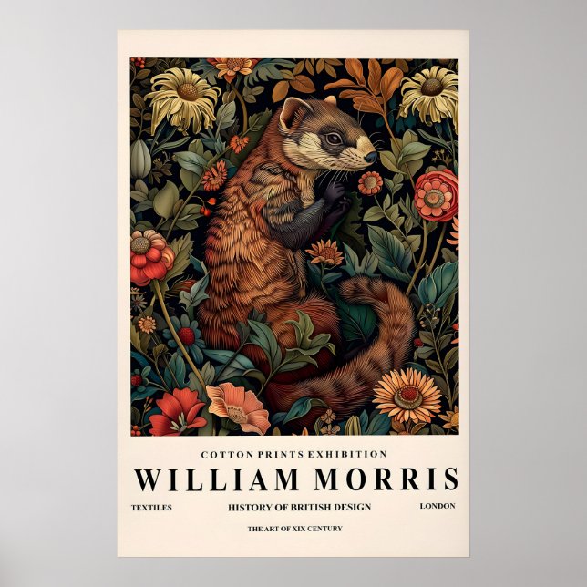 Illusterad botanisk ferrett tryck i William Morris (Framsidan)