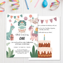 Illustrate Art, Pastel färg Dinosaur-brithday Inbjudningar