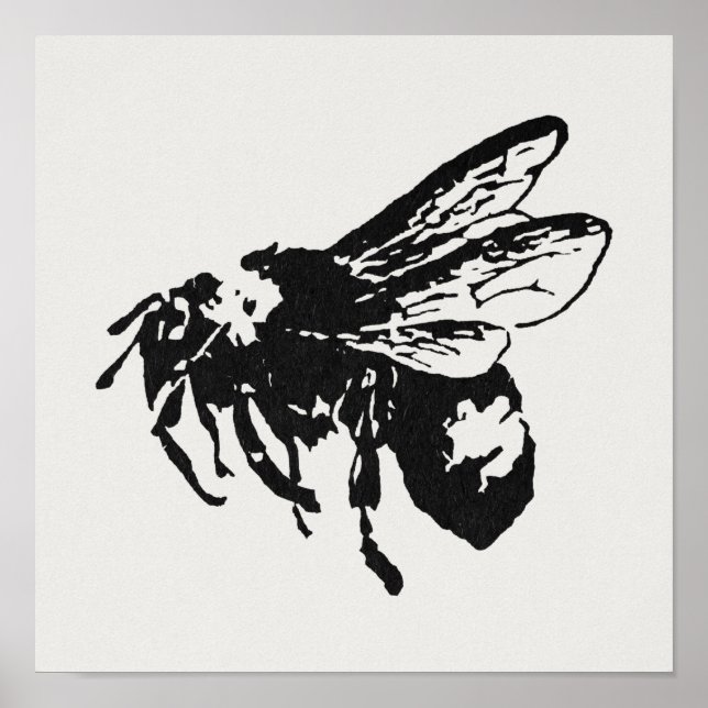 Illustrated Bee Art Poster (Framsidan)
