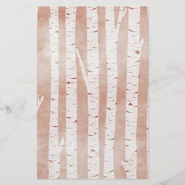 Illustrated Birch Träd Brevpapper (Framsida)