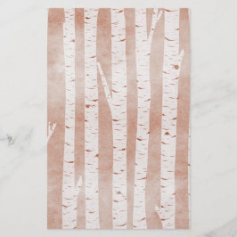 Illustrated Birch Träd Brevpapper