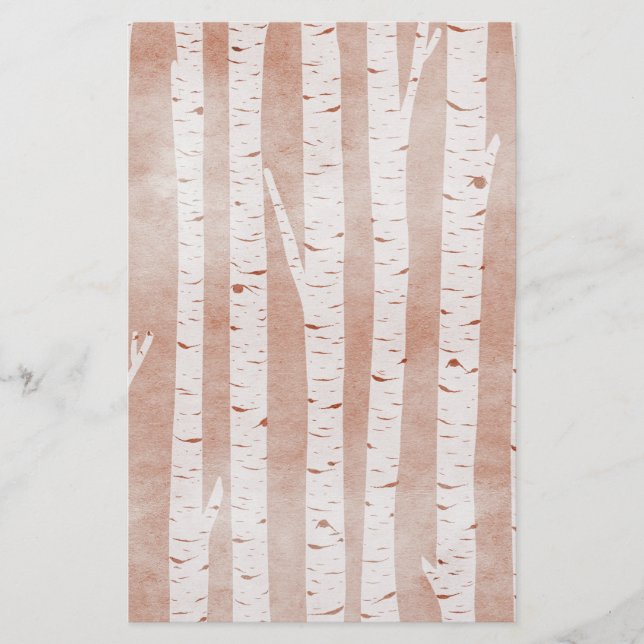 Illustrated Birch Träd Brevpapper (Framsida)