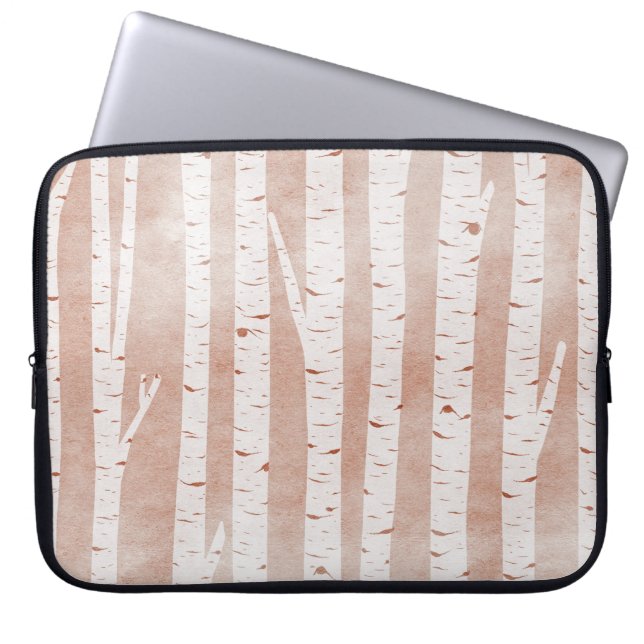 Illustrated Birch Träd Laptop Fodral (Framsidan)