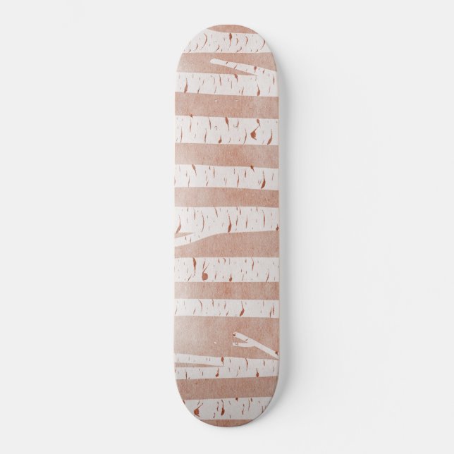 Illustrated Birch Träd Mini Skateboard Bräda 18,5 Cm (Framsida)