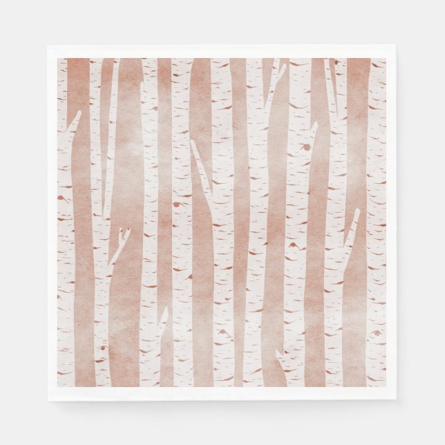 Illustrated Birch Träd Pappersservett (Framsidan)
