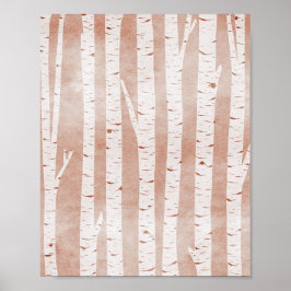Illustrated Birch Träd Poster