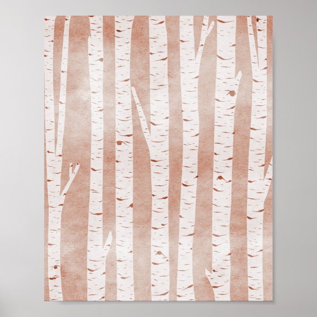 Illustrated Birch Träd Poster (Framsidan)