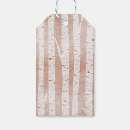 Illustrated Birch Träd Presentetikett