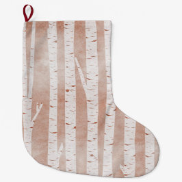 Illustrated Birch Träd Stor Julstrumpa
