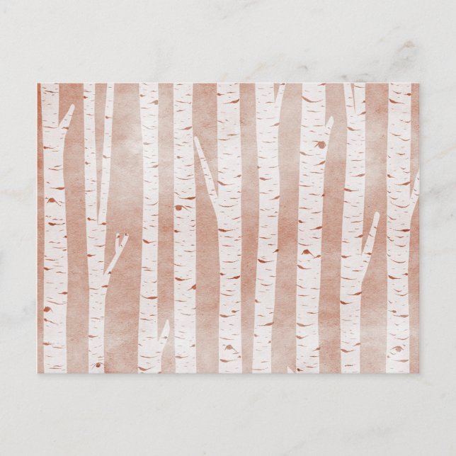 Illustrated Birch Träd Vykort (Framsida)