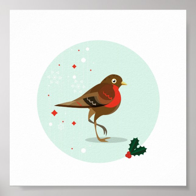 Illustrated Bird in Winter Poster (Framsidan)