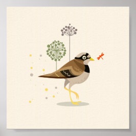 Illustrated Bird under sommaren Poster