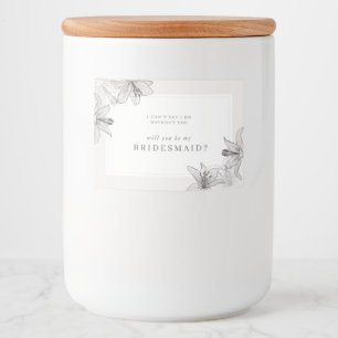 Illustrated Blommigt Lilies Bridesmaid Candle Labe Mat Etiketter