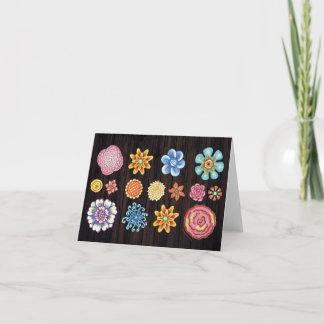 Illustrated Blommigt Notecard Kort
