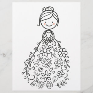 Illustrated Bröllop Bride Coloring Page
