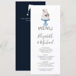Illustrated Bröllop Cake MENU-Dubbla Side Inbjudningar
