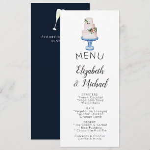 Illustrated Bröllop Cake MENU-Dubbla Side Inbjudningar