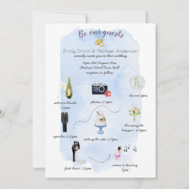 Illustrated Bröllop Timeline-inbjudningsprogram Inbjudningar