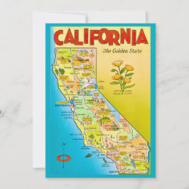 Illustrated California State 5x7 Big Postcard Tack Kort