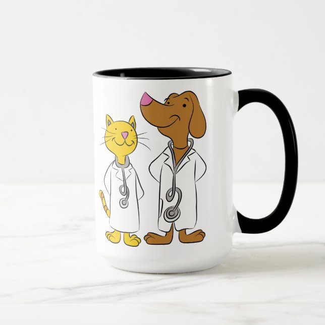 Illustrated cat and dog vets mug mugg (Höger)