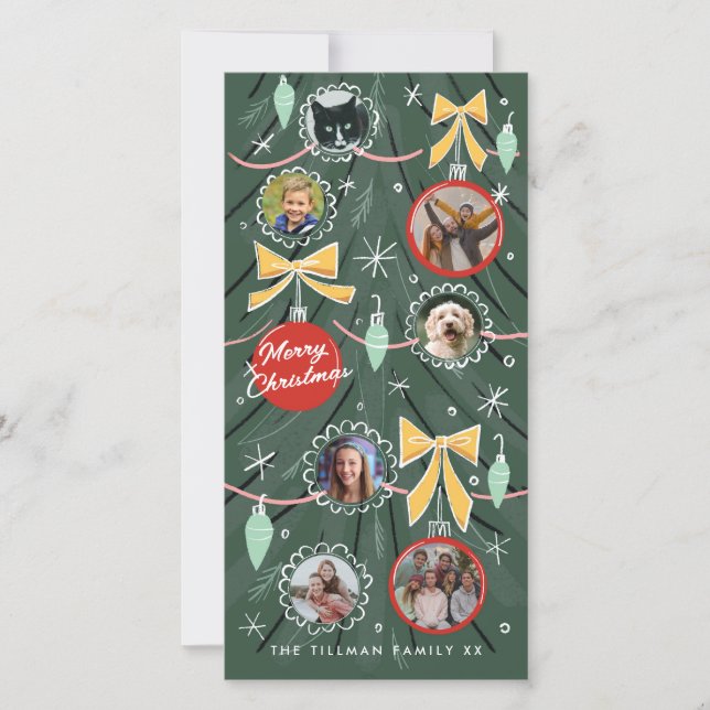 Illustrated Christmas Tree Photo Ornaments Holiday (Framsida)