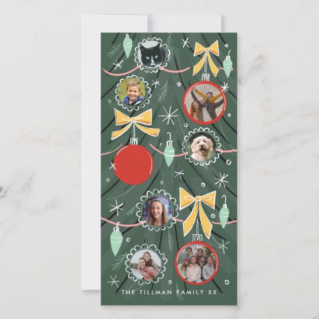 Illustrated Christmas Tree Photo Ornaments Holiday (Framsida)