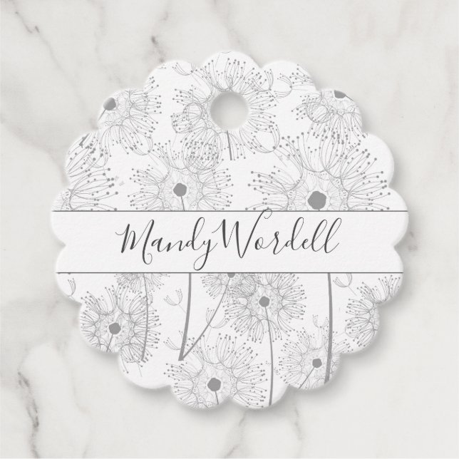 Illustrated Dandelion Flowers Gåvor Etiketter (Framsida)