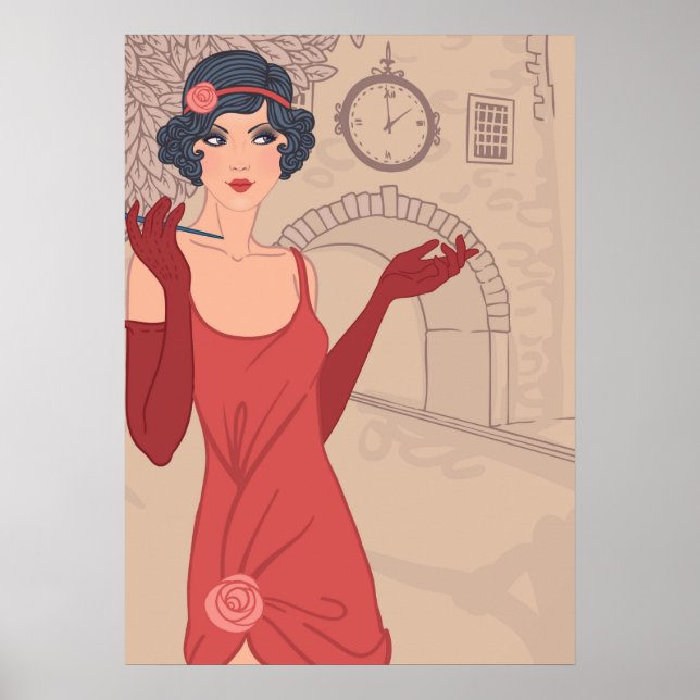 Illustrated Flapper Girl Poster (Framsidan)