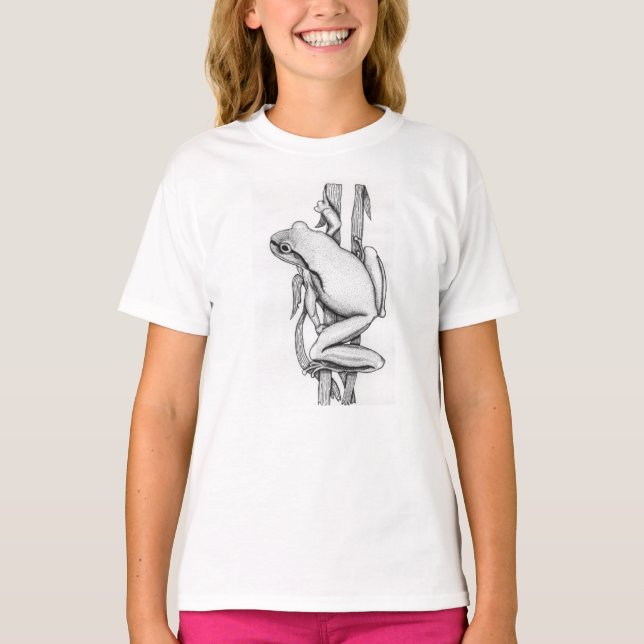 Illustrated Frog on Grass - by Skye Ryan-Evans © T Shirt (Framsida)