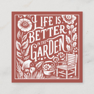Illustrated Gardener Landscaper Terracotta Fyrkantigt Visitkort