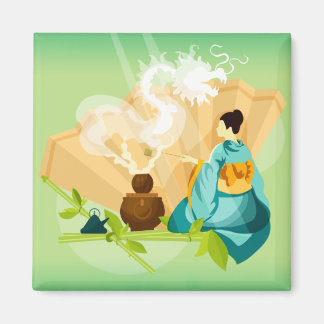 Illustrated Japanska Tea Ceremony, Dragon Magnet