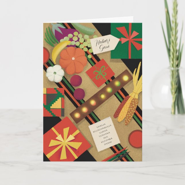 Illustrated Kamaru Bord Helgdag Kwanzaa Hälsning Kort (Framsida)