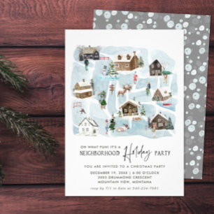 Illustrated Karta Grannskapets Julfest Inbjudningar